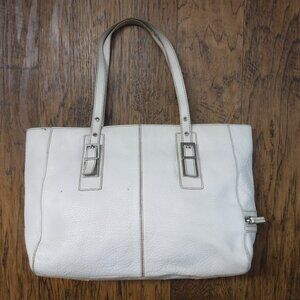 Kenneth Cole New York White Pebbled Leather Shoulder Bag~